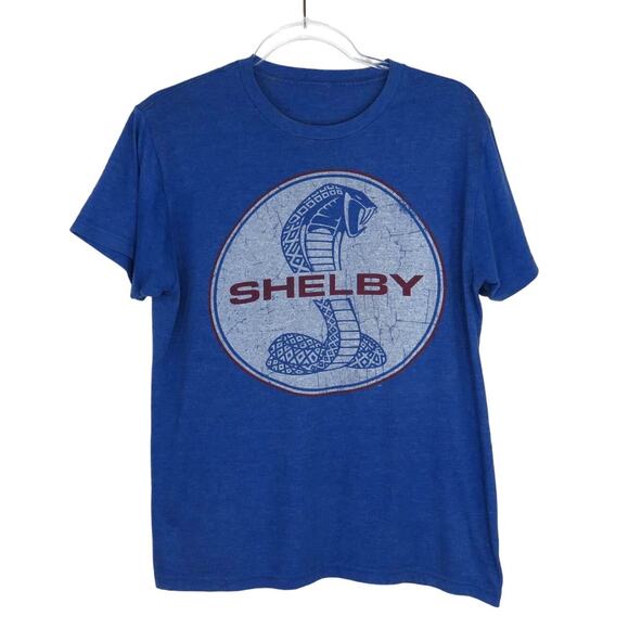 Shelby Mustang Blue Retro Vintage Style Graphic Tee Crewneck T-Shirt Medium - Picture 2 of 5
